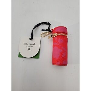 NWT Canvas Kate Spade Target Red Pink Floral Lipstick Holder Bag Charm